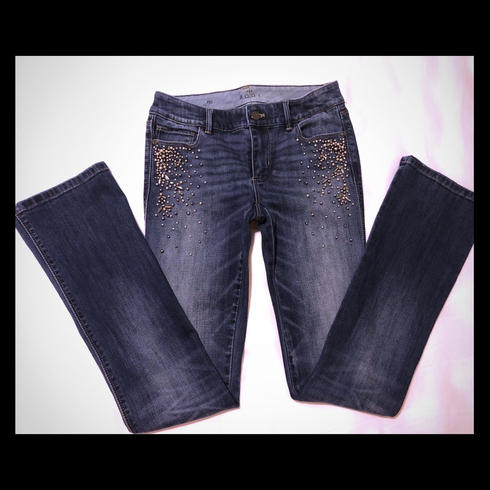 WHBM The Boot Blue Jeans w/ Bedazzles